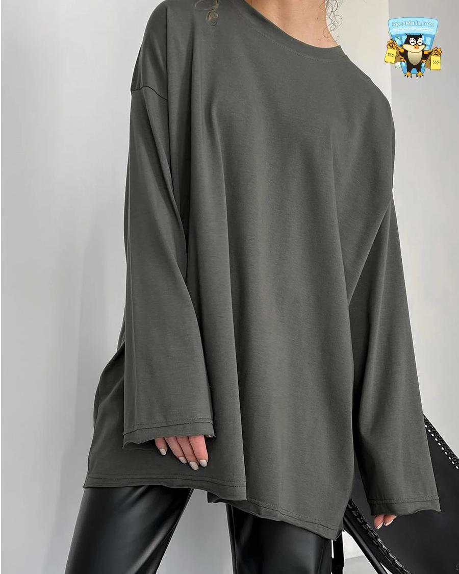 Oversized O-Neck T-Shirt Women 100% Cotton Casual Loose Fit