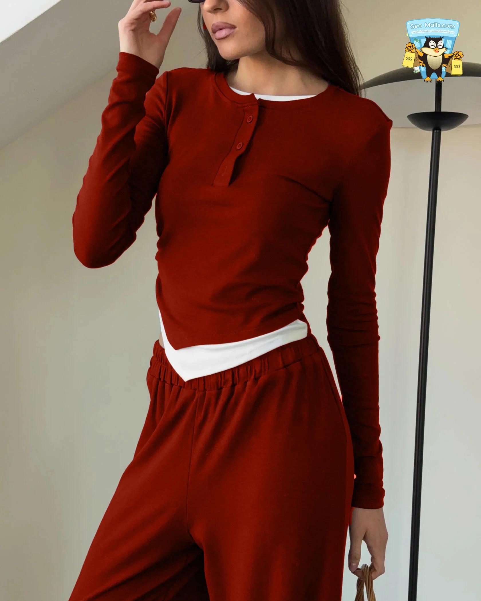 Modal Soft 2-Piece Women’s Set Long Sleeve Top & High-Waist Skirt Casual 2025