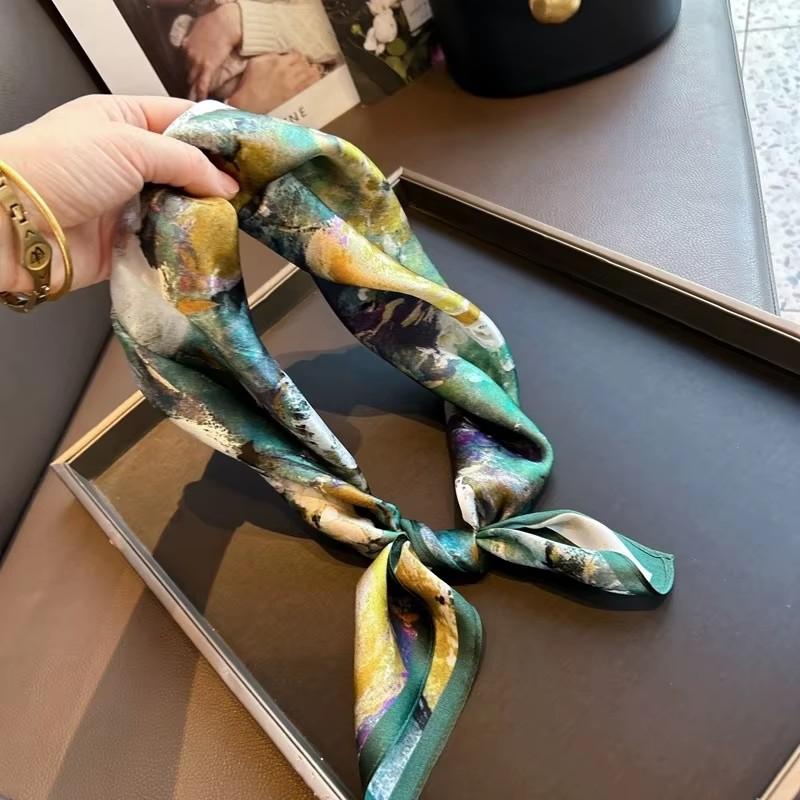 100% Natural Silk Square Scarf Women Hairband Neckerchief Wrap