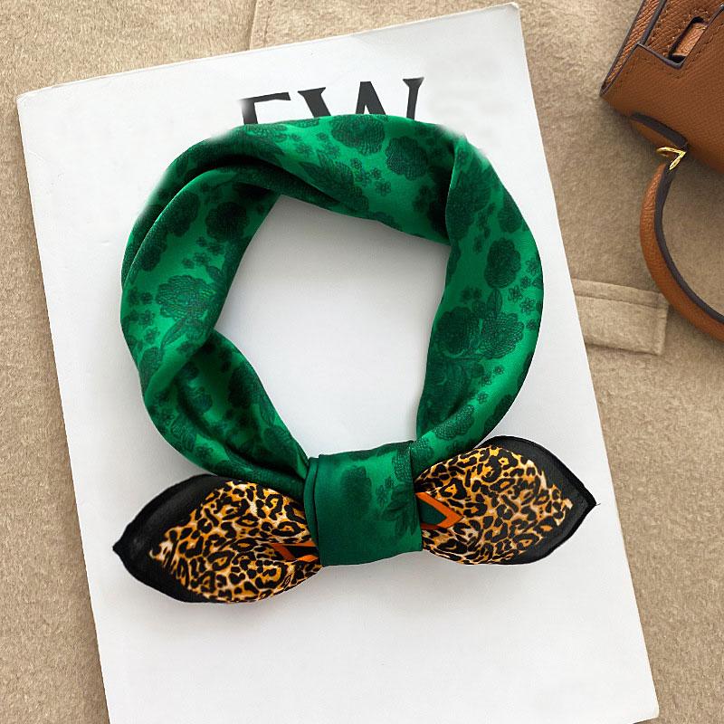 100% Pure Silk Square Scarf Women Dot Print Neckerchief Bandana