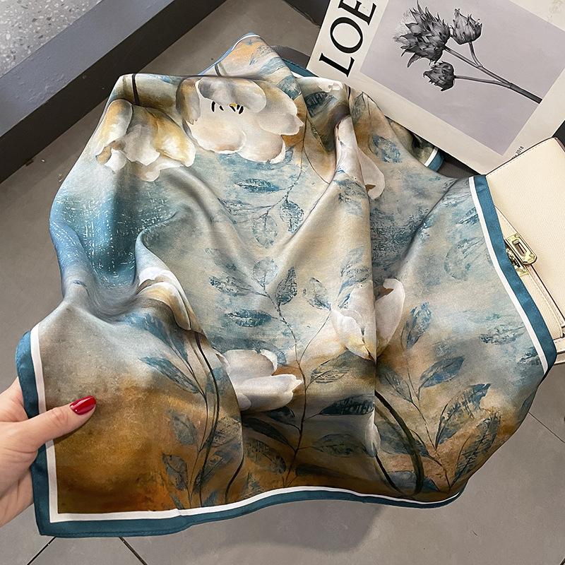 100% Natural Silk Square Scarf Women Hairband Neckerchief Wrap