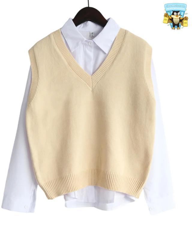 Korean V-Neck Knitted Sweater Vest