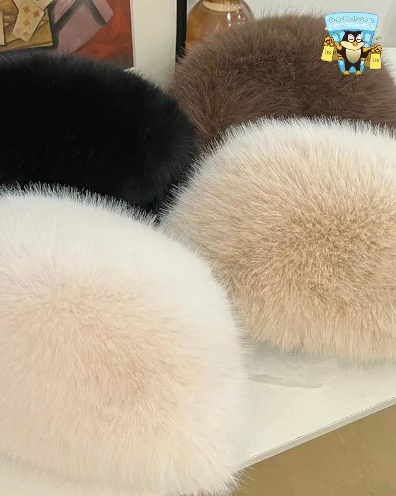 Faux Fox Fur Winter Snow Ski Cap