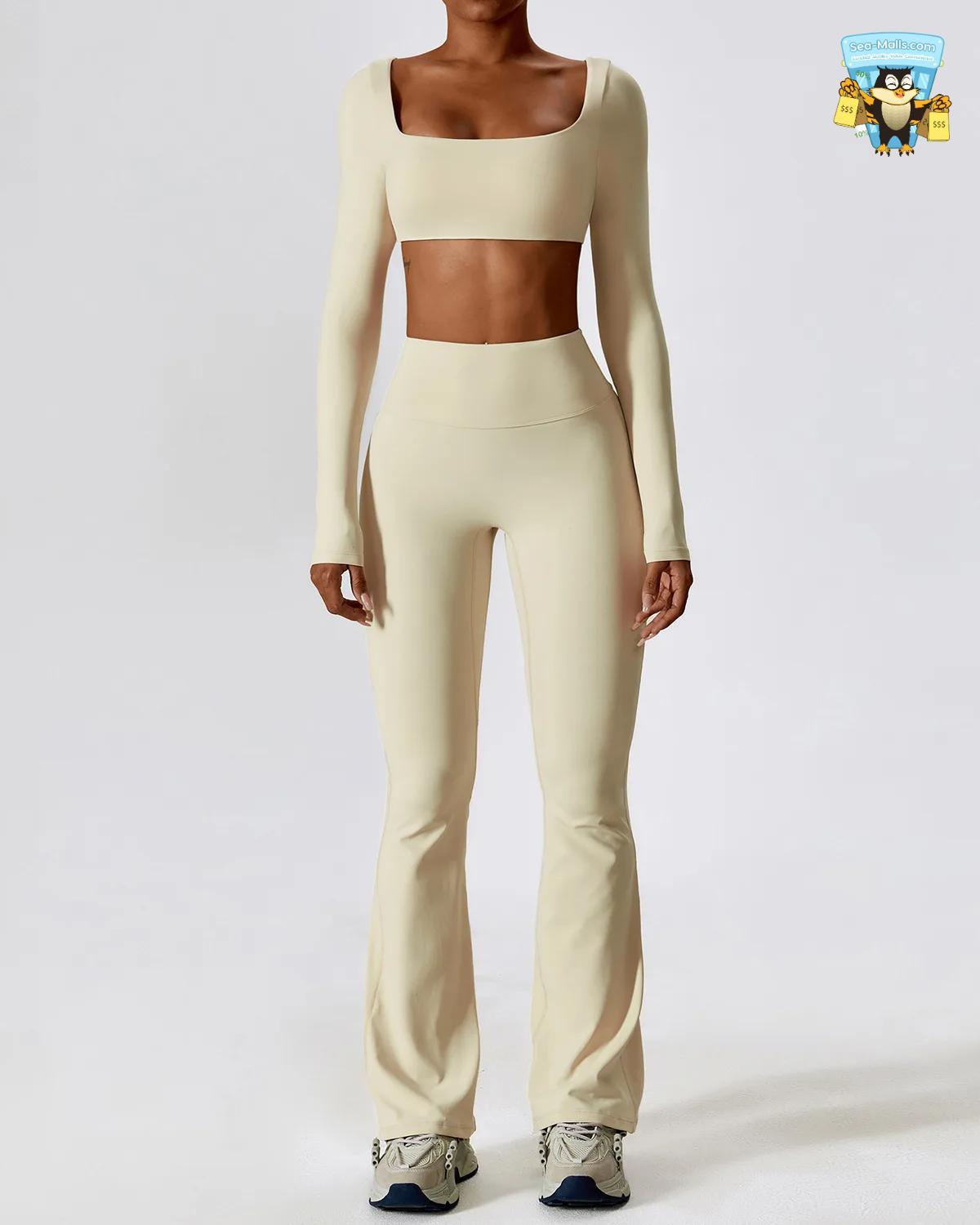 Yoga Set 2PCS Seamless Long Sleeve Crop Top & Leggings