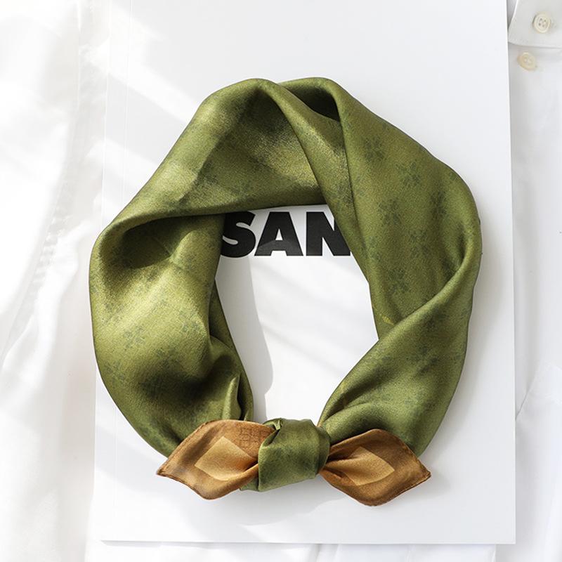 100% Pure Silk Floral Square Scarf Women Neck Hair Bandana