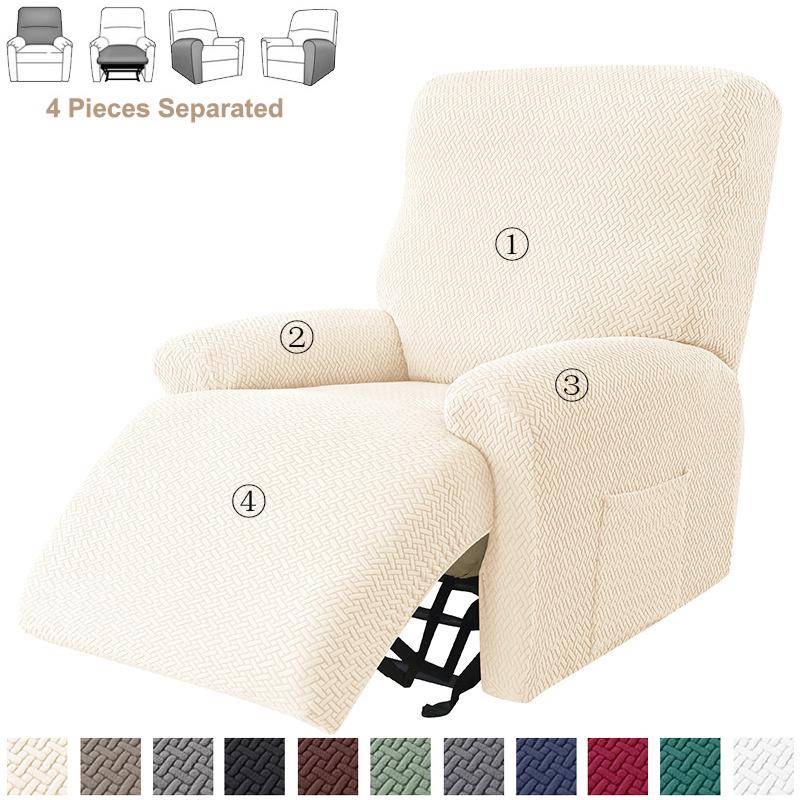 4pcs/set Nordic Recliner Sofa Cover 1seater Jacquard Anti-slip Armchair Slipcover Relax Home Single Couch Covers for Living Room