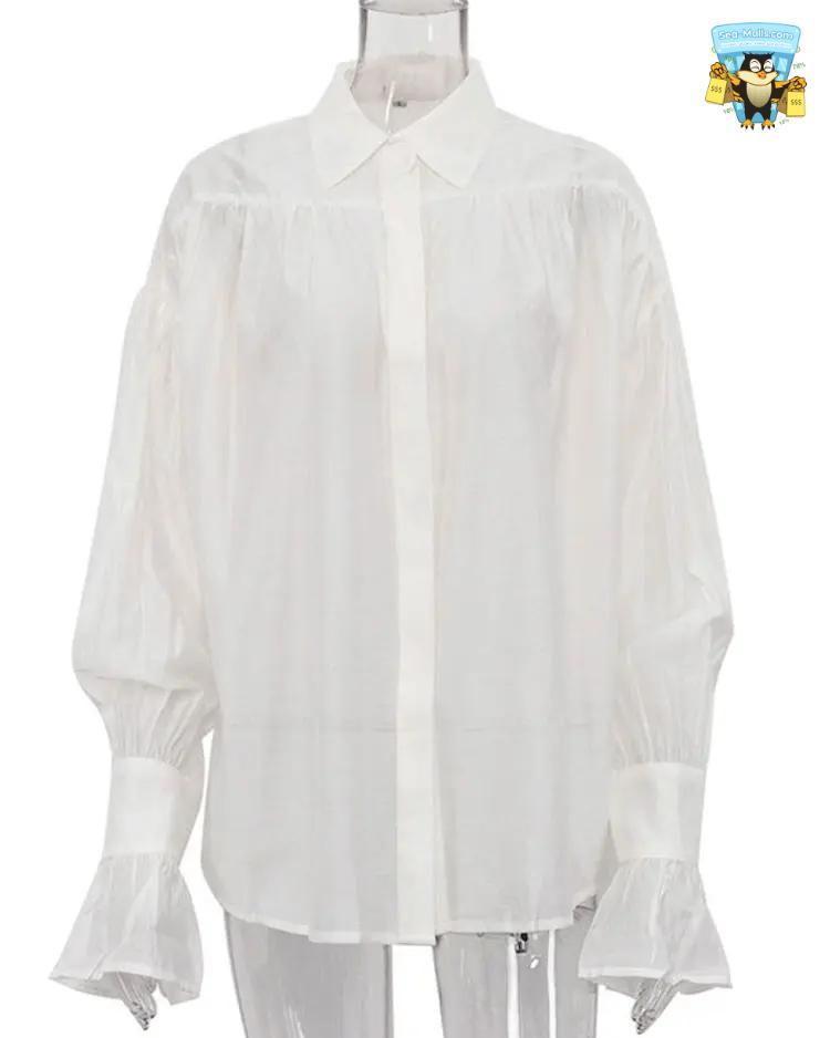 Casual Loose See-Through Autumn Long Sleeve Blouse