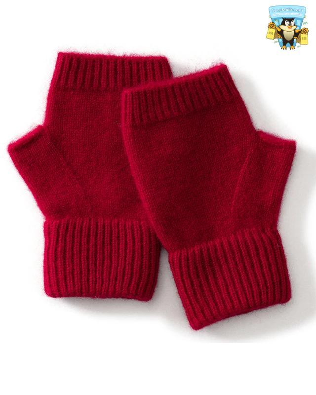100% Merino Wool Knitted Fingerless Gloves – Warm Winter Mitts for Women