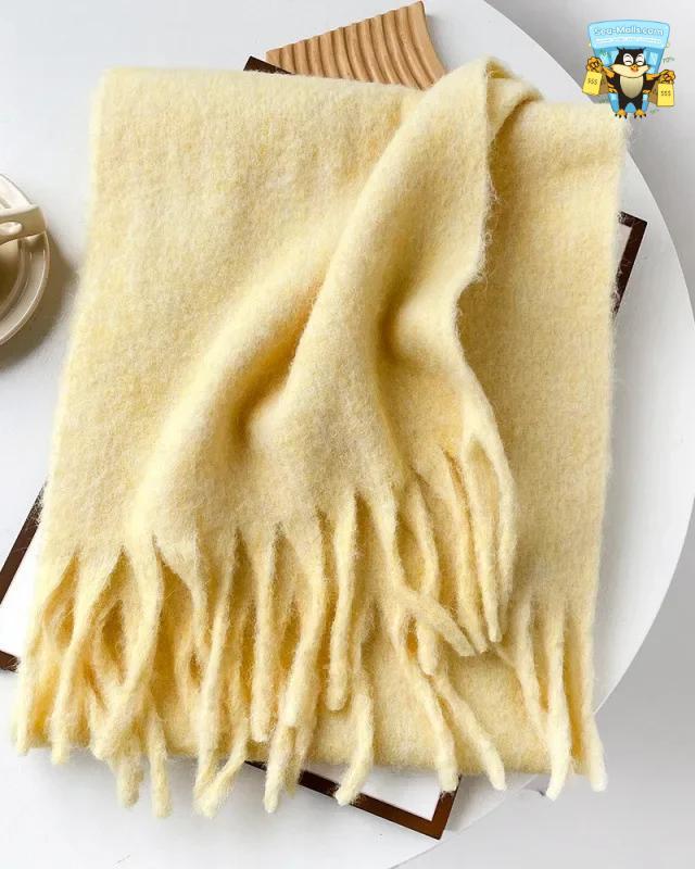 Wool Blend Long Winter Scarf Solid Color Thermal Shawl