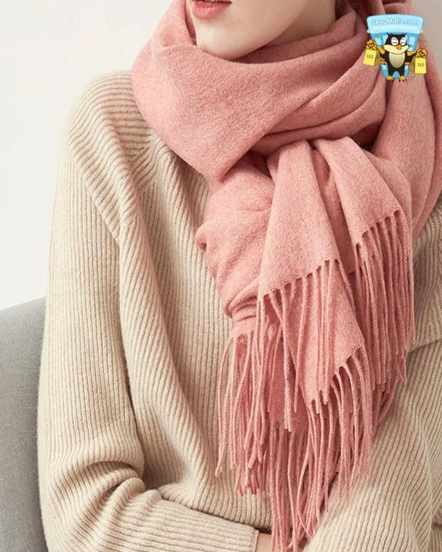 100% Wool Winter Scarf Soft Cashmere-Feel Shawl for Women