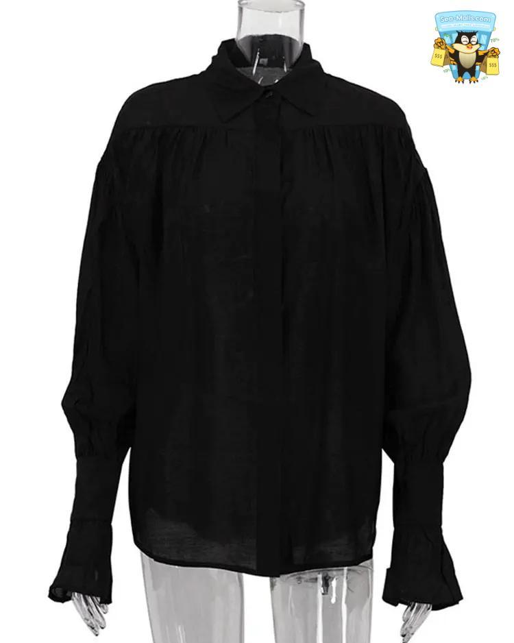 Casual Loose See-Through Autumn Long Sleeve Blouse