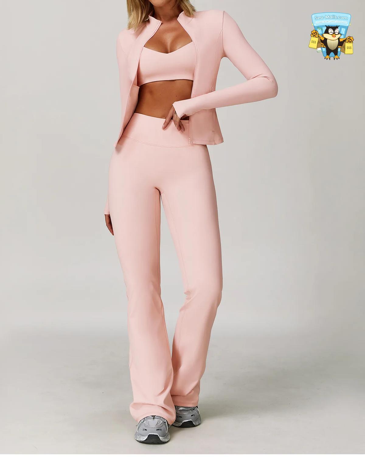 Women’s 2/3PCS Yoga Suit Set – Long Sleeve, Sports Bra & Leggings