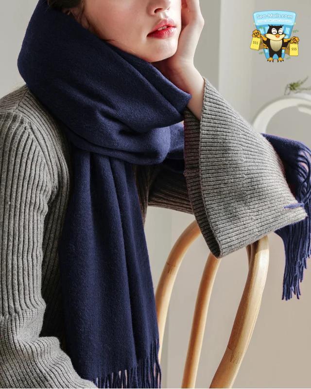 100% Wool Winter Scarf Soft Cashmere-Feel Shawl for Women