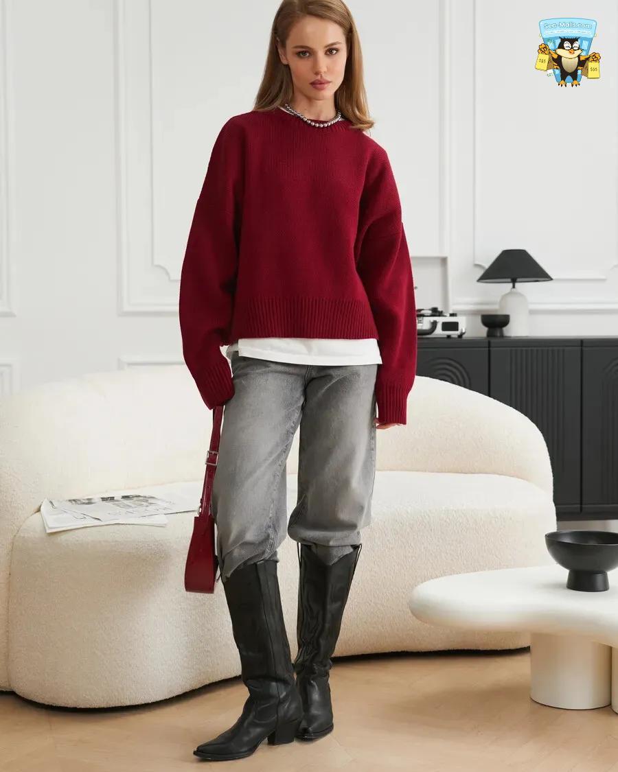 Basic O-Neck Women’s Sweater 2025 Oversized Knit Pullover Casual