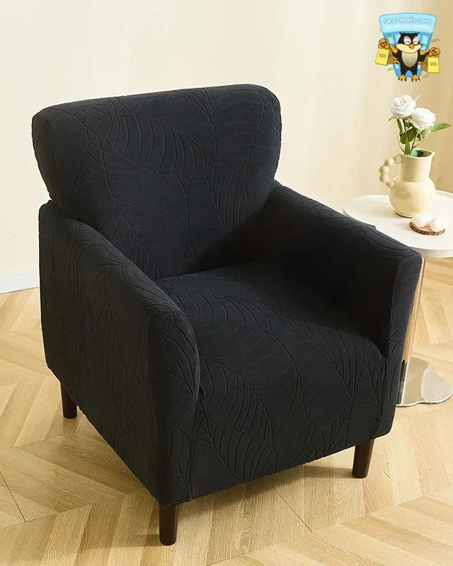 Leaves Jacquard Club Chair Cover Stretch Armchair Slipcover
