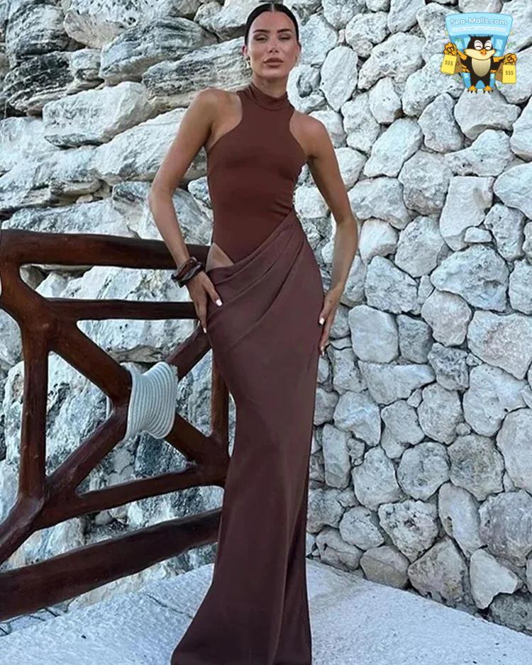 Sleeveless Satin Maxi Dress