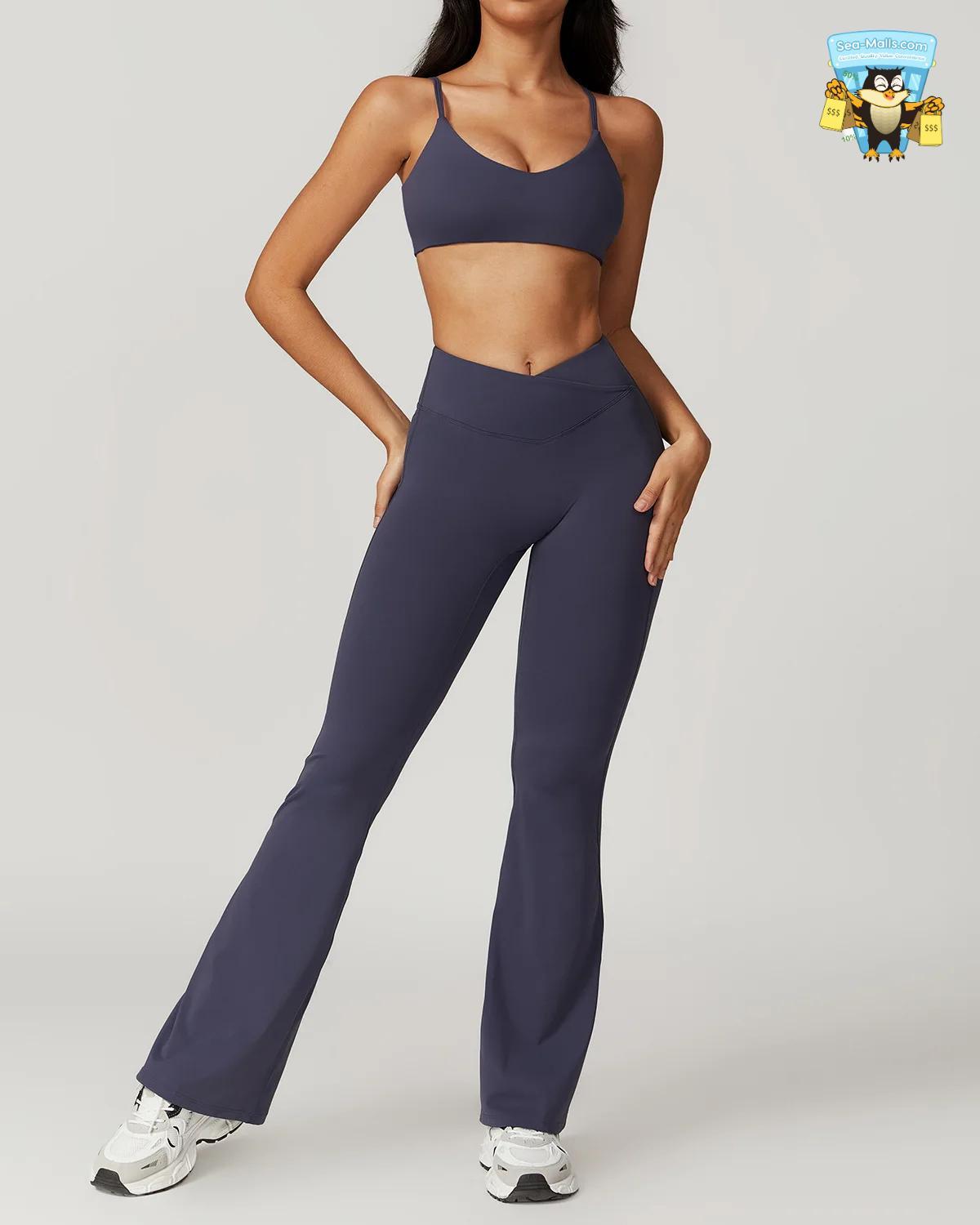 Women’s Yoga Set 2-Piece Sportswear Crop Top & High-Waist Leggings