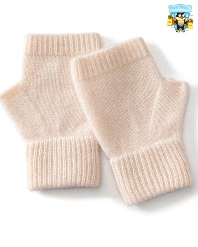 100% Merino Wool Knitted Fingerless Gloves – Warm Winter Mitts for Women
