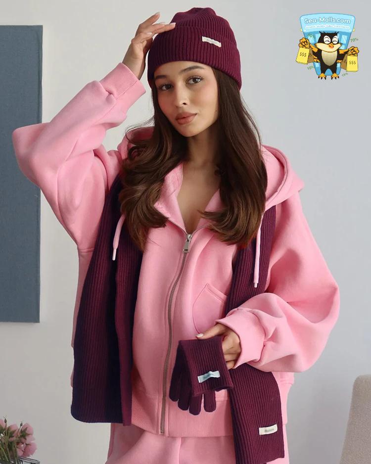 Winter Knitted Hat, Scarf & Gloves Set – 3-Piece
