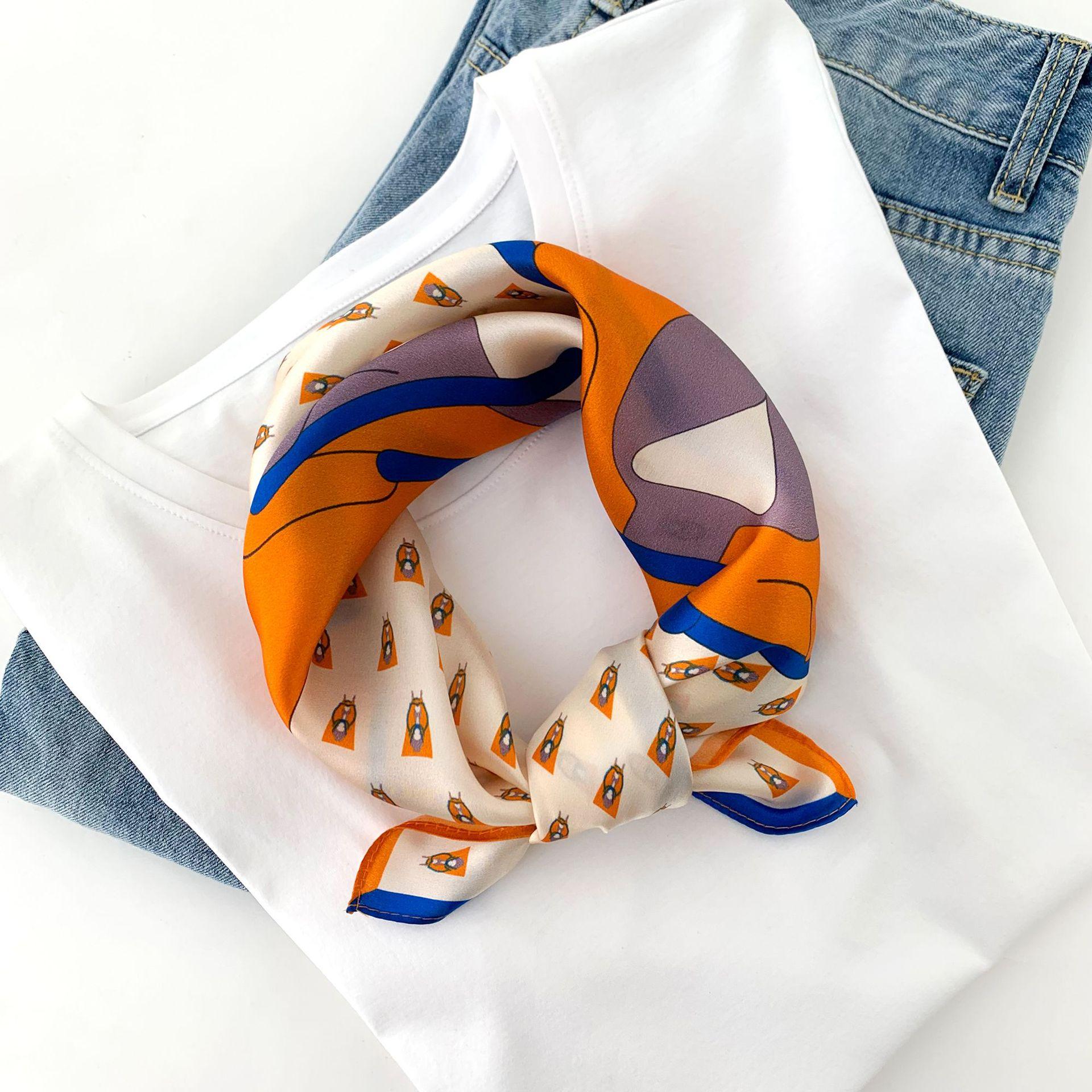 100% Pure Silk Floral Square Scarf Women Neck Hair Bandana