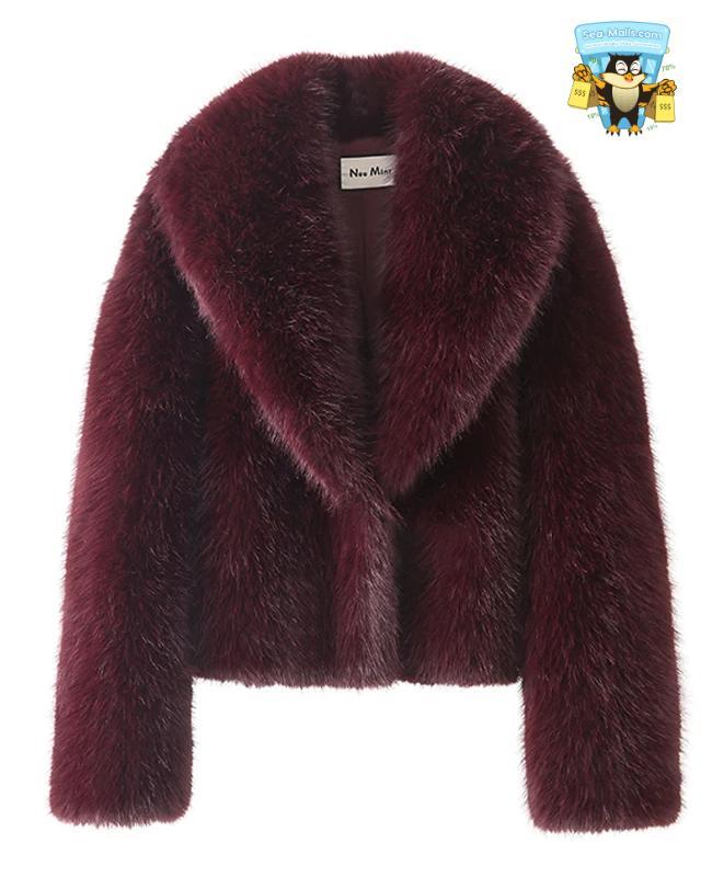 Shawl Collar Faux Fox Fur Coat Women Winter Short Jacket