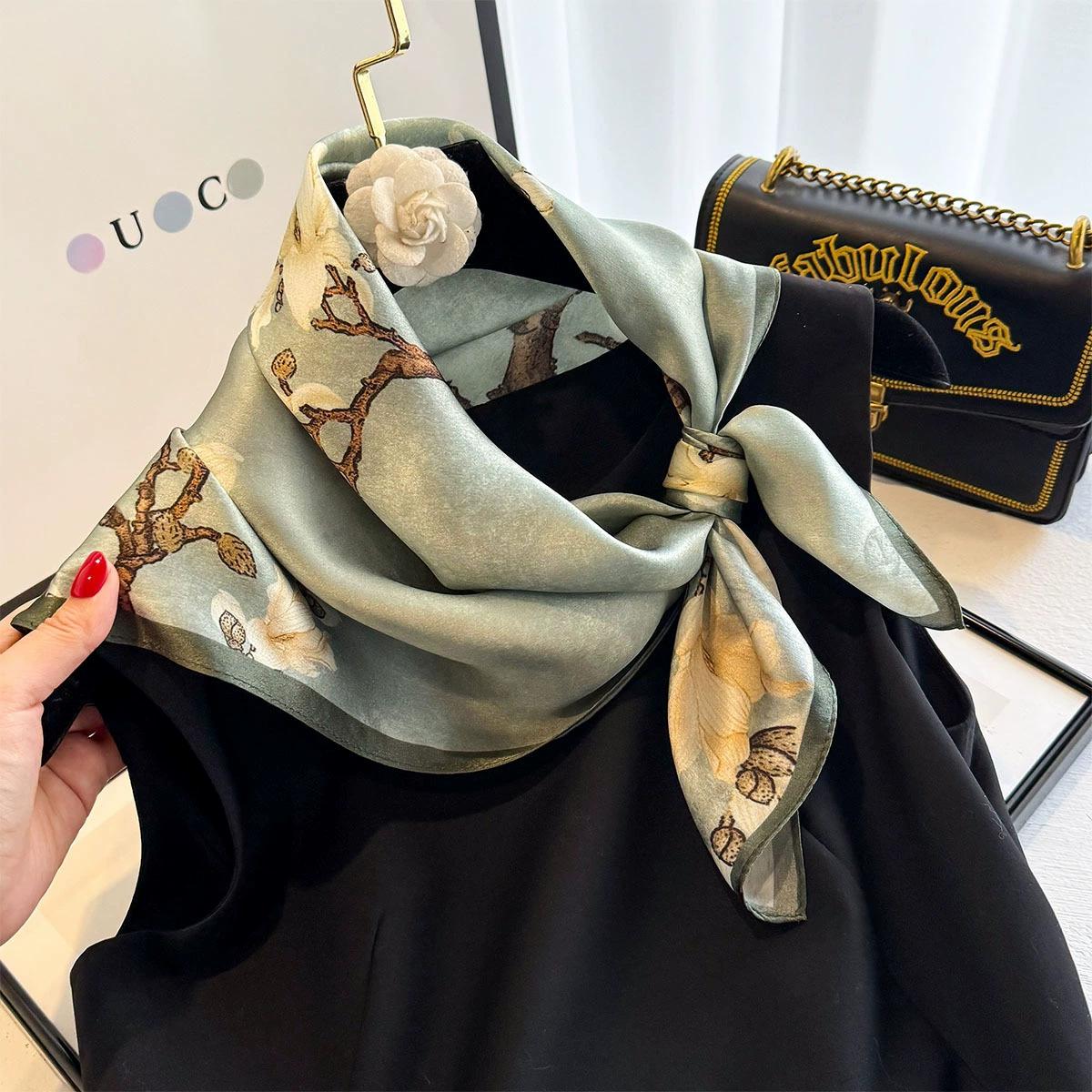 100% Mulberry Silk Square Scarf for Women