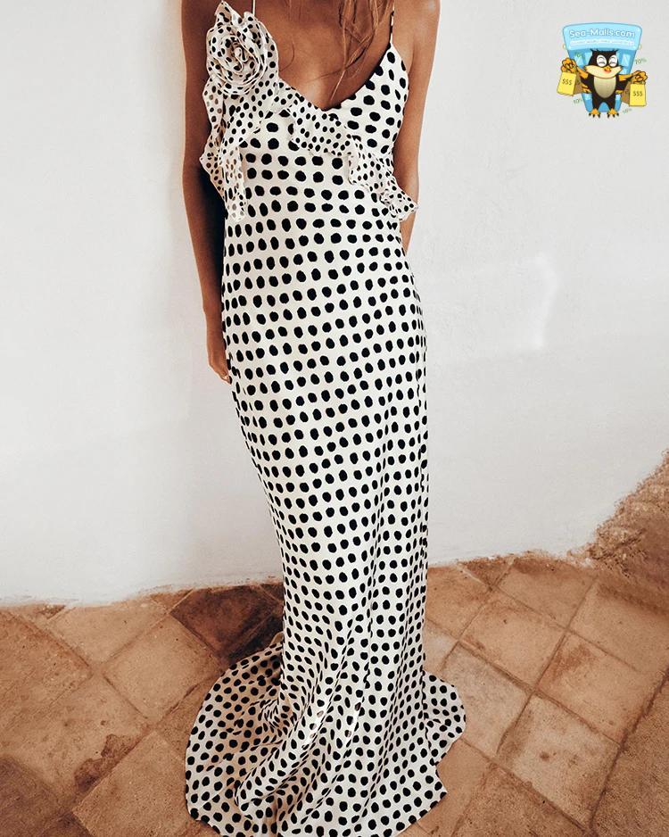 Polka Dot Spaghetti Strap Maxi Dress