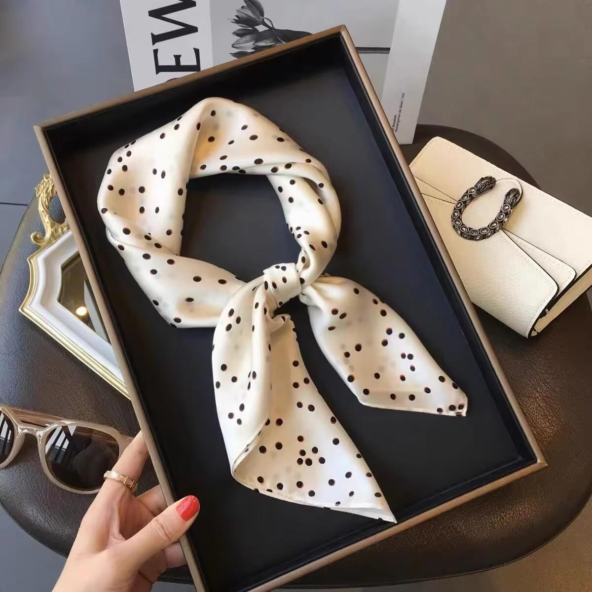 100% Natural Silk Square Scarf Women Hairband Neckerchief Wrap