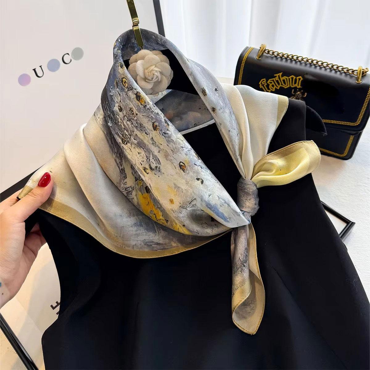 100% Mulberry Silk Square Scarf for Women