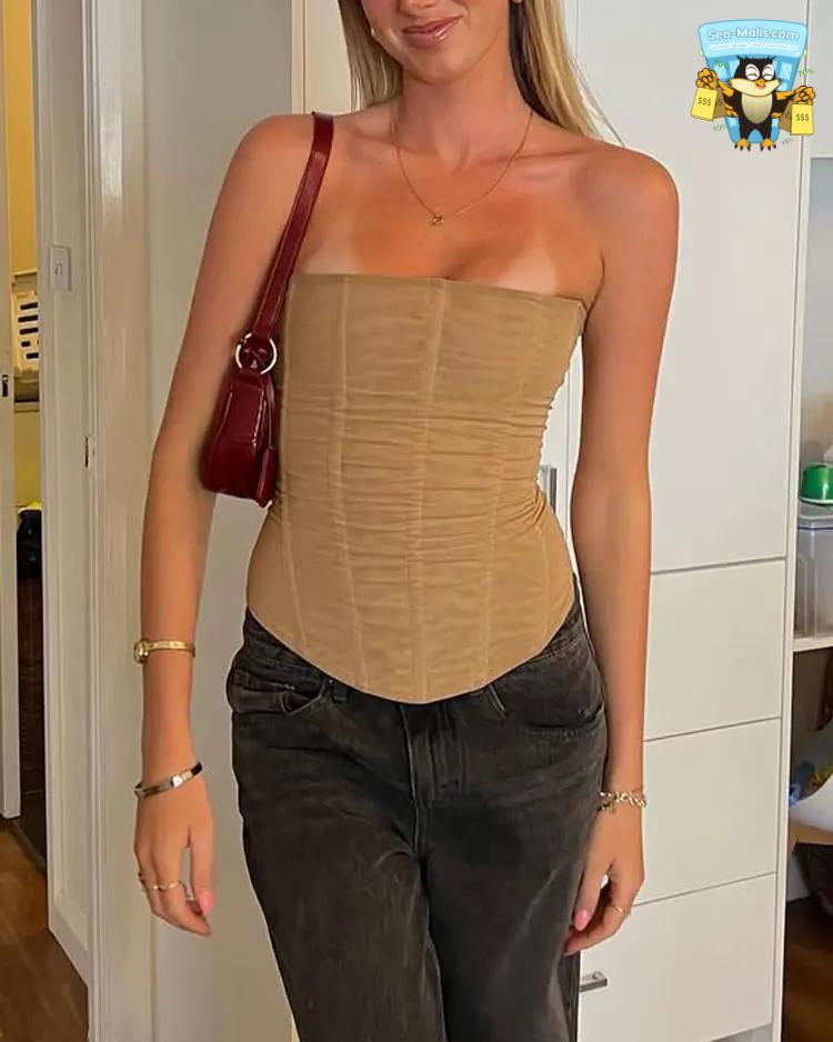 Mesh Backless Summer Vest Women’s Strapless Slim Tank Top