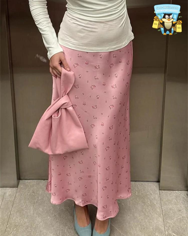 Summer Printed Maxi High Waist Patchwork Party Skirt