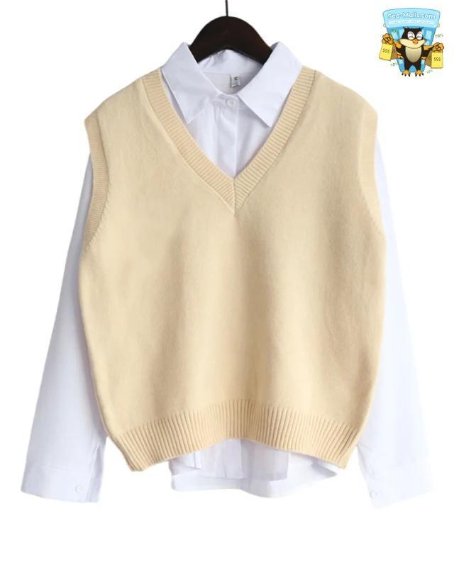 Korean V-Neck Knitted Sweater Vest