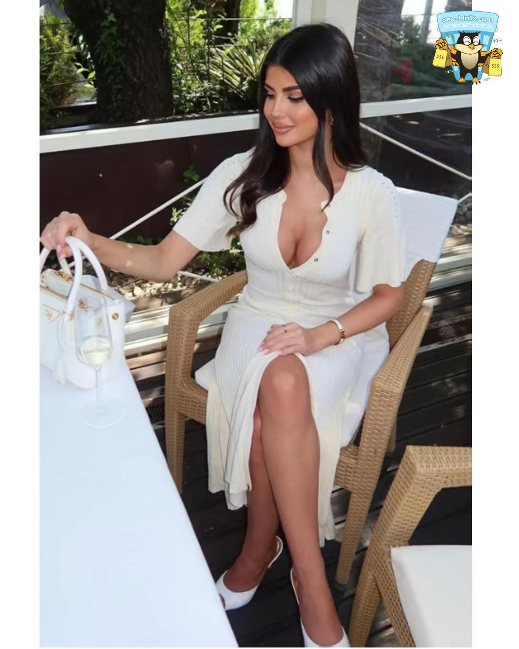 Elegant Knitted Single-Breasted Summer Midi Dress