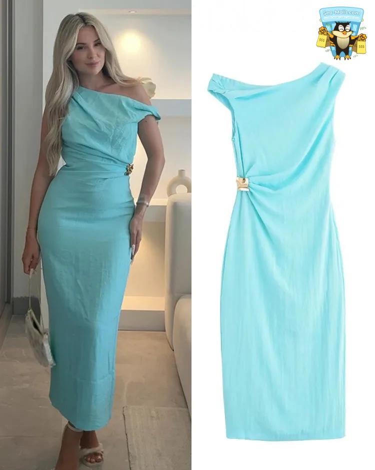 Women's Summer Sexy Asymmetrical Long Dress Sleeveless Slim Fit Holiday Style