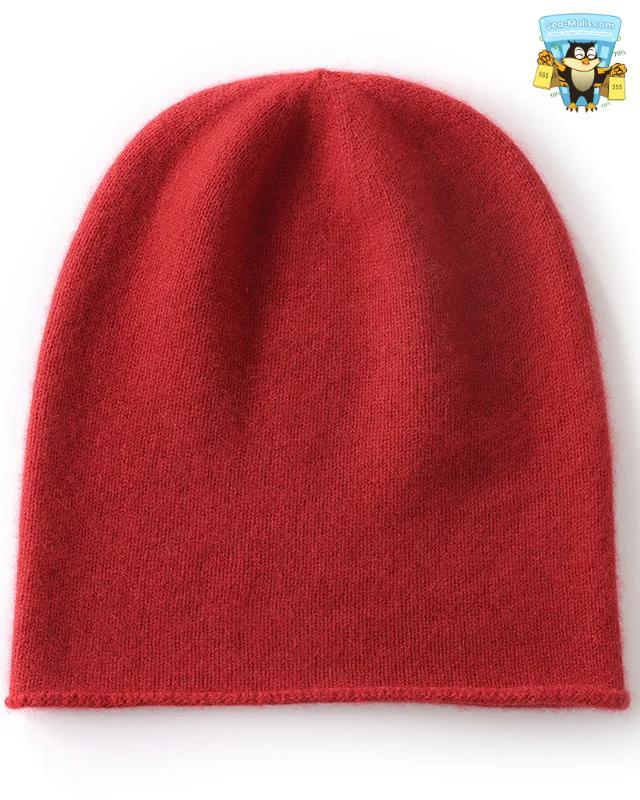 100% Cashmere Knitted Beanie Hat – Unisex Winter Warmth Style