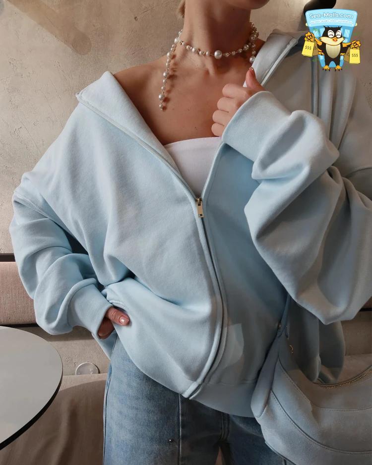 Oversize Zip-Up Hoodie for Women