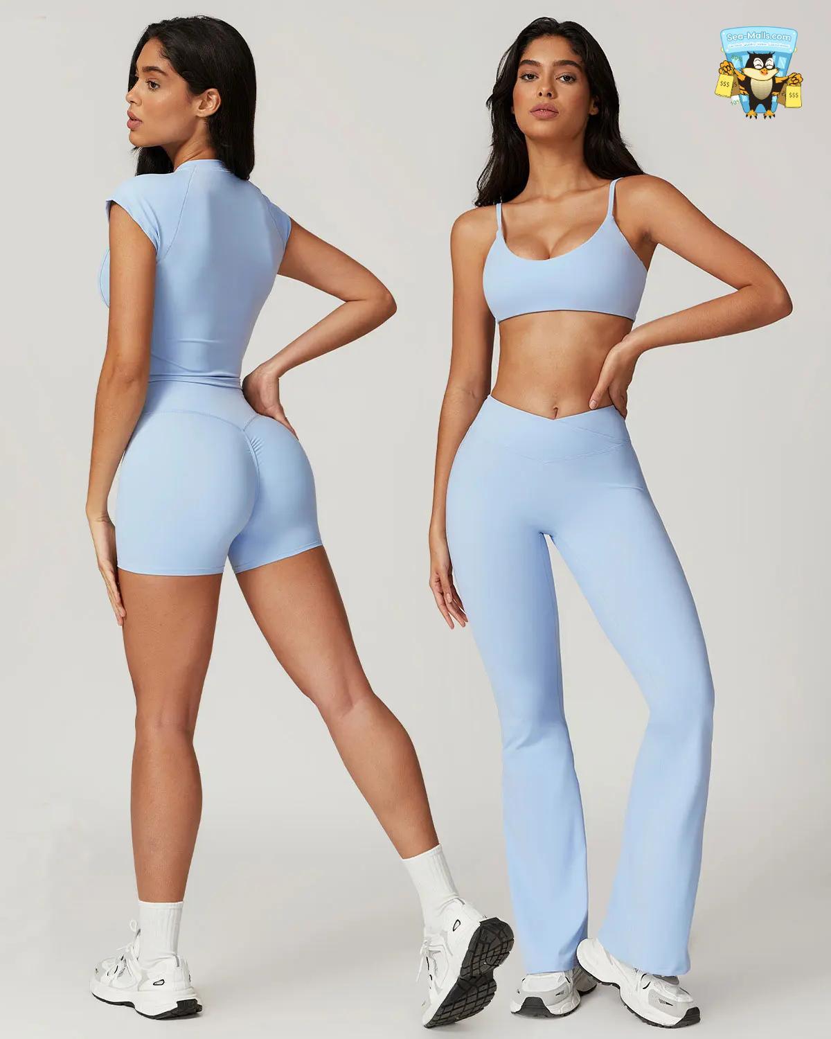 Women’s Yoga Set 2-Piece Sportswear Crop Top & High-Waist Leggings