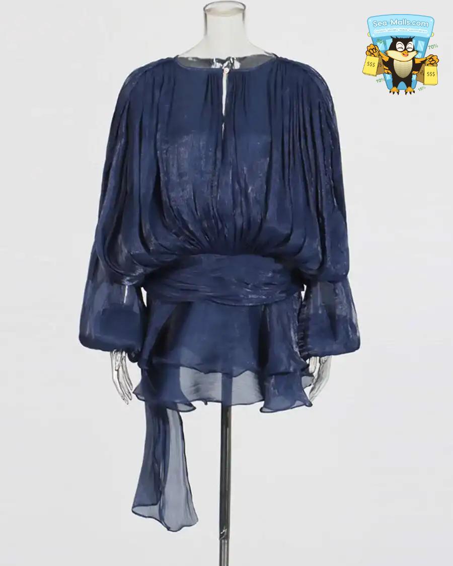 Chic Lace-Up V-Neck Mini Dress with Ruffle Hem & Tie Waist