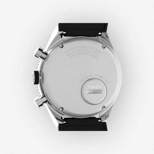 Q Timex 3-Time Zone Chronograph 40mm Synthetic Rubber Strap Watch