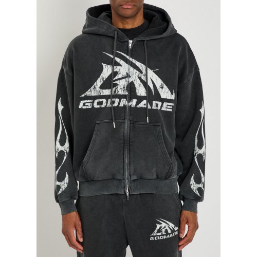  GOD MADE Logo-print hooded cotton sweatshirt 