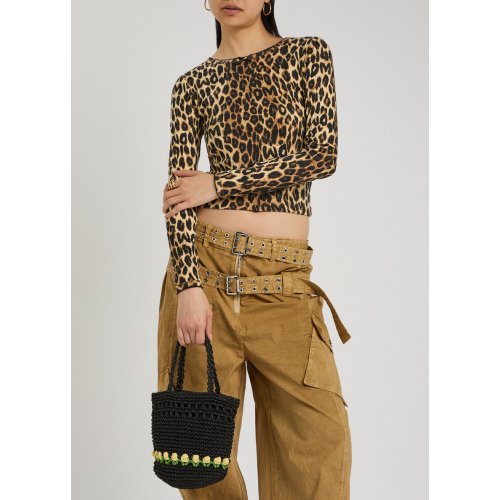  DAMSON MADDER Tulip raffia top handle bag 