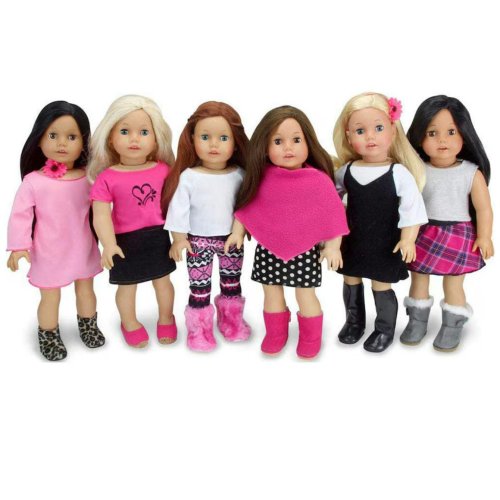 Sophia's 11-Piece Spring Wardrobe with Accessories for 18in Dolls, Pink/Black