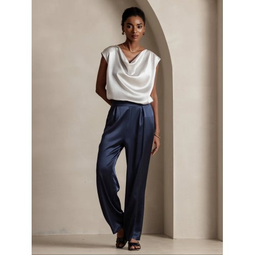  19Momme Silk Cowl Neck Sleeveless Top