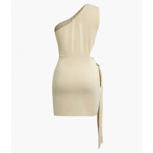 Asymmetrical Cut Out Ruched Tie Mini Dress 