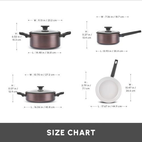 Karaca Ceramica Iconic Bronze 7-Piece Non-Stick Induction Cookware Set, Bronze