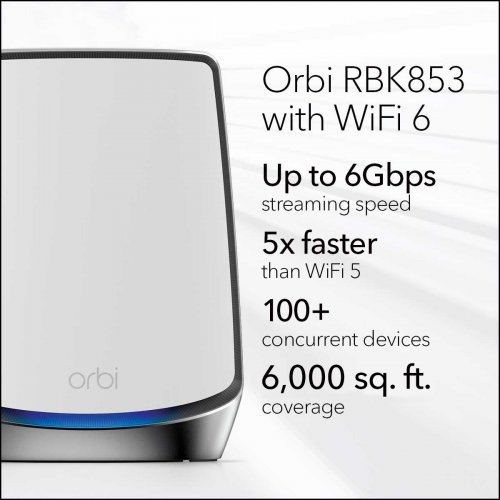 Orbi Tri-Band WiFi 6 Mesh System, 6Gbps, Router + 2 Satellites
