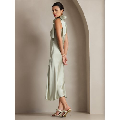 19Momme Silk Tie Neck Dress 