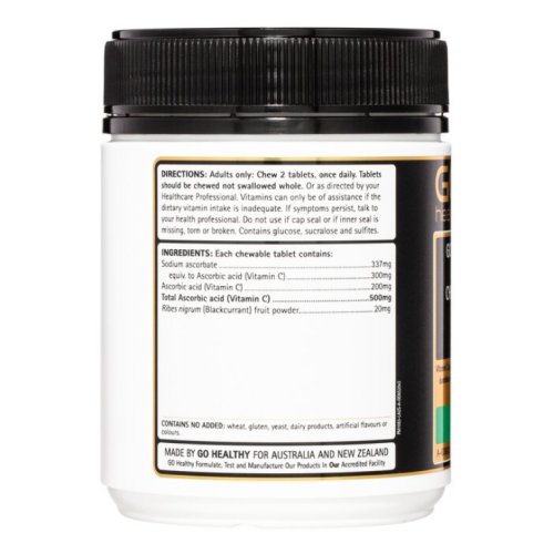 GO Healthy Go Vitamin C 500mg Blackcurrant Chewable Vitamin C - 200 Tablets