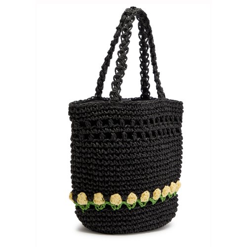 DAMSON MADDER Tulip raffia top handle bag 