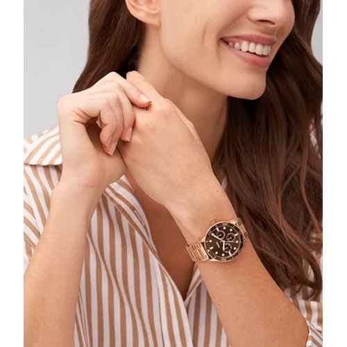 His and Hers Multifunction Rose Gold-Tone Stainless Steel Watch Box Set